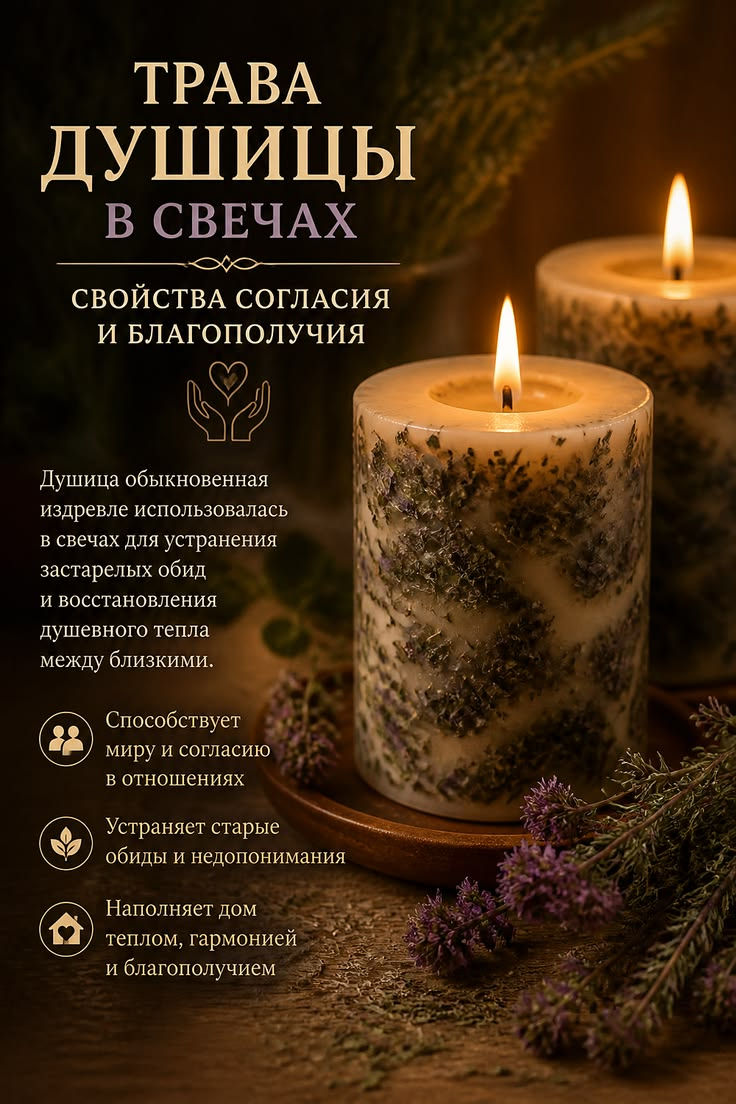 Свеча с душицей: тепло и согласие в доме